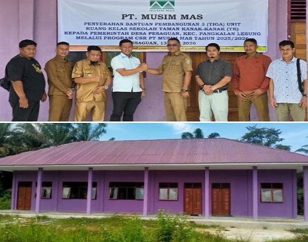 PT Musim Mas Bangun 3 Ruang Kelas TK di Desa Pesaguan Pelalawan melalui Program CSR